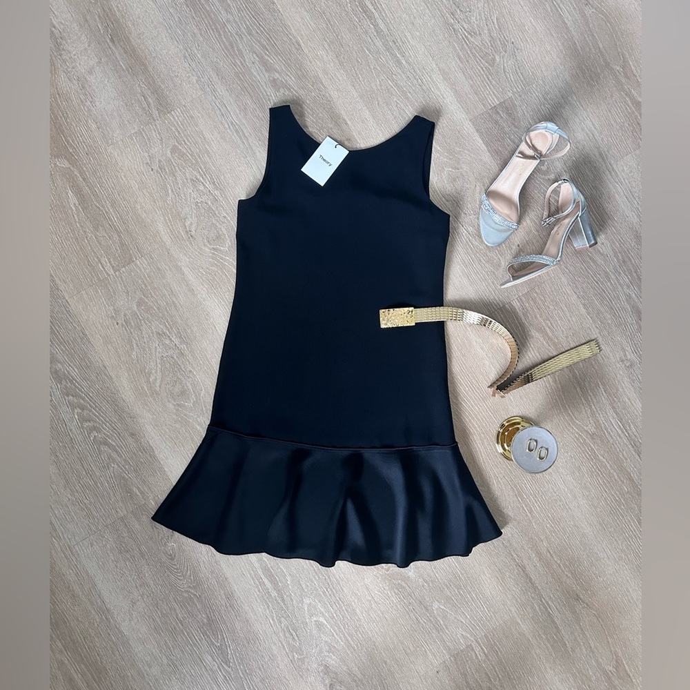 NWT Theory Flirty Flare Dress V-shaped Cutout Back, Cocktail Evening Dress